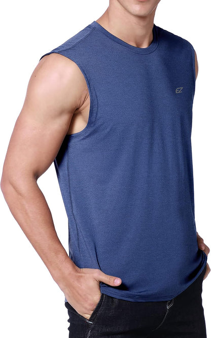 Men'S Workout Sleeveless Shirts Quick Dry Muscle Swim Shirt Gym Fitness Running Beach Tank Tops