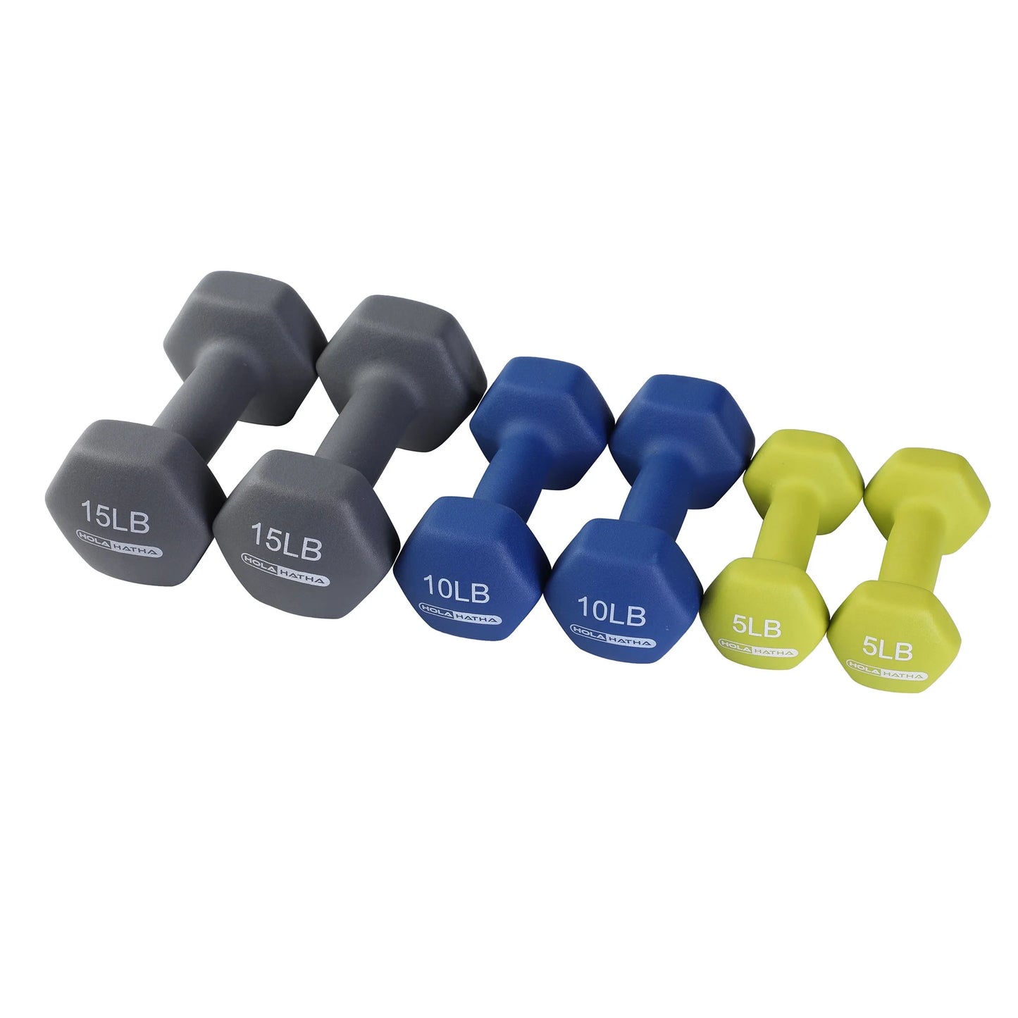 5, 10, and 15 Lb Neoprene Dumbbell Free Hand Weight Set & Rack